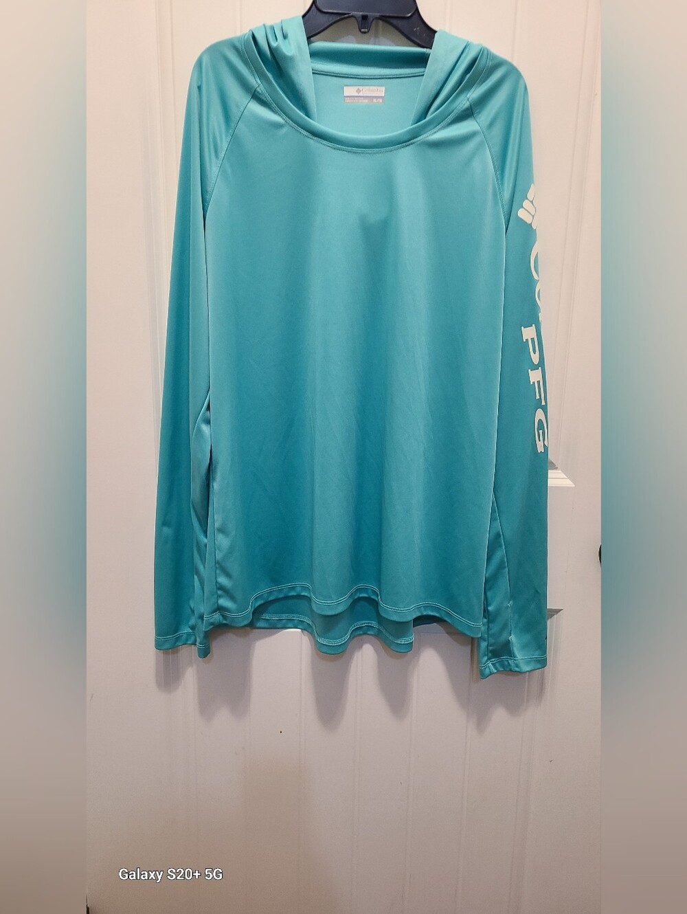 Columbia Teal Long-Sleeve PFG Hooded Performance Top